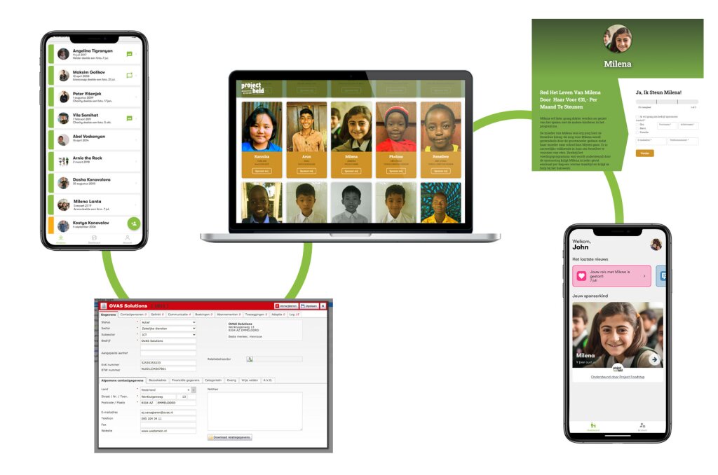 Project Held kindprofiel registratieflow - Van Nofam naar OVAS naar de Project Held website en naar de Nofam sponsor app.